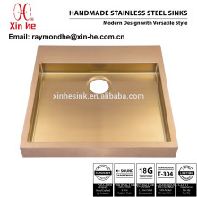 PVD Copper Brass Gold Plated Bathroom Sink, Industrial Handmade Stainless Steel Lavatory Sink for Hot Sale